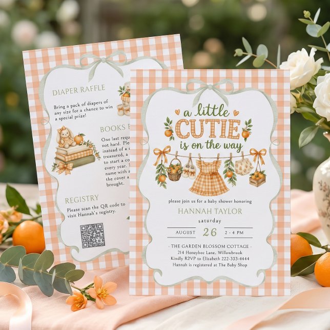 Invitation Corde à linge Little Cutie arrive Baby Shower (Créateur téléchargé)