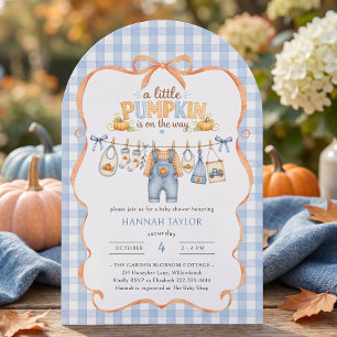 Invitation Corde à Linge Petit Citrouille Bleu Baby Shower