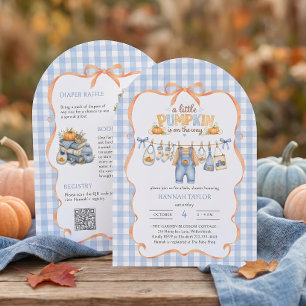 Invitation Corde à Linge Petit Citrouille Bleu Baby Shower
