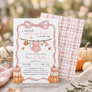 Invitation Corde à Linge Petit Citrouille Fille Baby Shower A