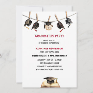 Invitation corde casquette simple fête de graduation