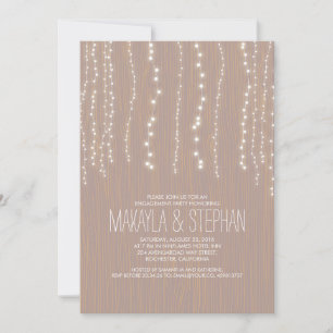 Invitation Corde rustique mignonne de lumières Partie d'engag