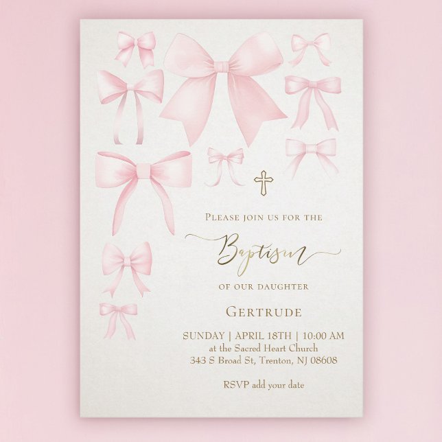 Invitation cordes roses ivoire arrière - plan bébé fille Bapt (Créateur téléchargé)