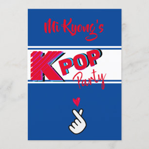 Invitation Coréen K-pop Main Red Blue Heart Party