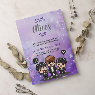 Invitation Coréen Pop Music K-Pop Boyband fête d'anniversaire