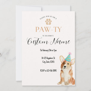 Invitation Corgi Birthday Paw-ty