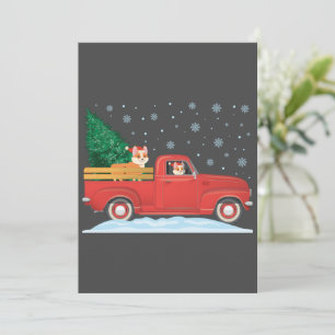 Invitation Corgi Christmas Tree Truck Vintage Christmas Truck