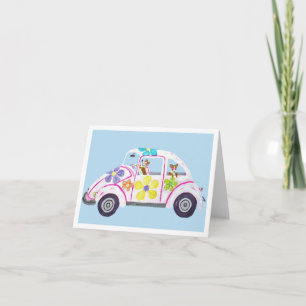 Invitation Corgis hippies dans leur voiture d'amour Flower Ch