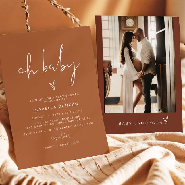 Invitation CORIANDER Bohemian Terracotta Oh Baby Baby shower (Créateur téléchargé)