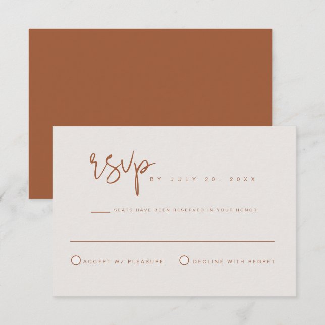 Invitation CORIANDRE - Tons Terre Bohème Orange Brûlé RSVP (Devant / Derrière)