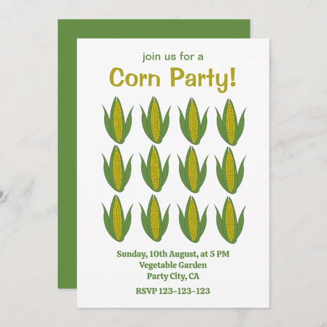 Invitation Corn Plante Maize Légumes Agritourisme Fête de maï (Devant / Derrière)