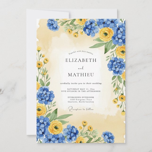 Invitation Cornflower Blue Sunny Summer Wedding (Devant)