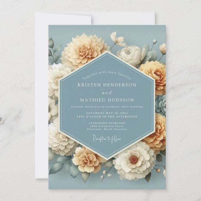 Invitation Cornflower Ochre Painterly Wedding (Devant)