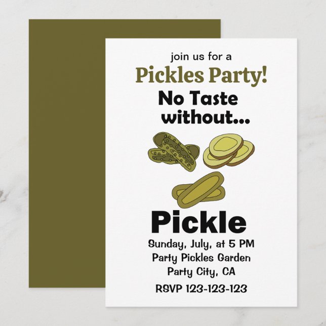 Invitation Cornichons Sans Fête De Cornichons Sans Goût (Devant / Derrière)