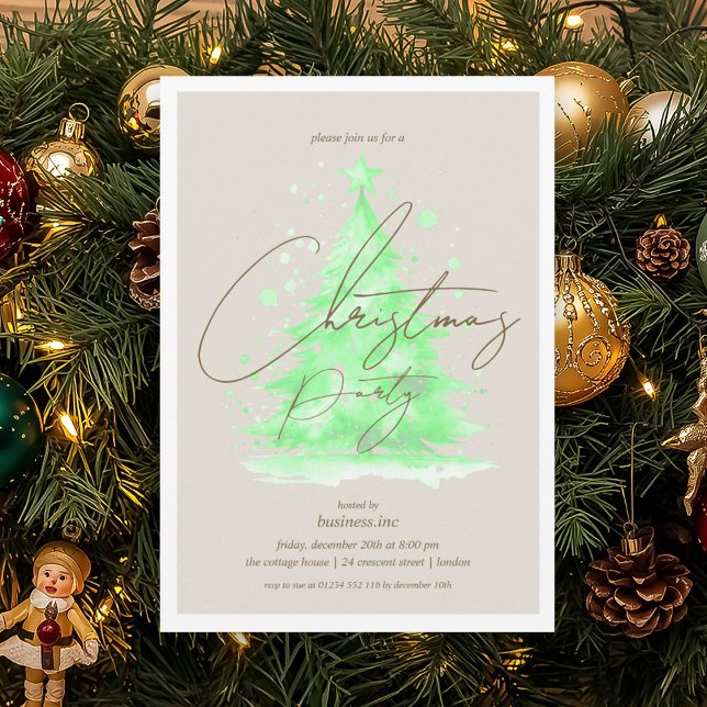 Invitation Corporate Green Christmas Tree Fête fériée (Corporate Green Christmas Tree Holiday Party Invitation)