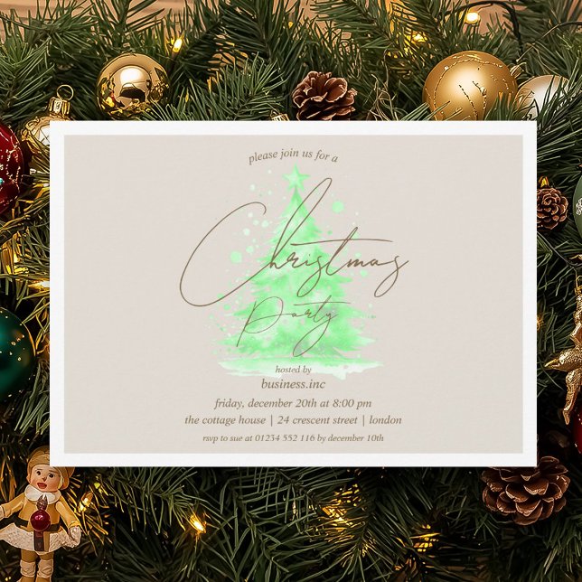 Invitation Corporate Green Christmas Tree Fête fériée (Corporate Green Christmas Tree Holiday Party Invitation)