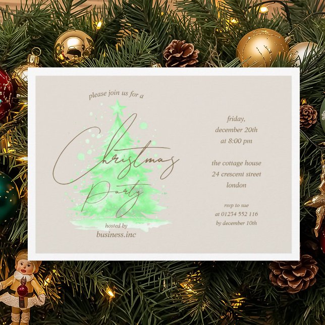 Invitation Corporate Green Christmas Tree Fête fériée (Corporate Green Christmas Tree Holiday Party Invitation)