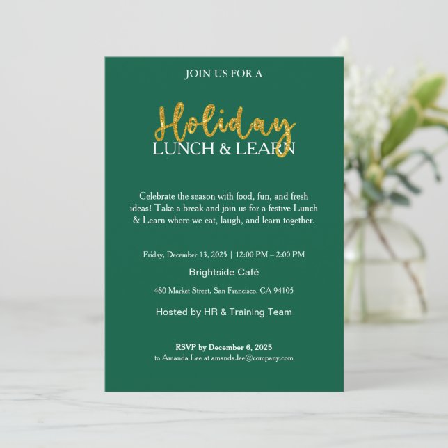 Invitation Corporate Holiday Lunch & Learn Invite (Debout devant)