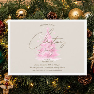 Invitation Corporate Pink Christmas Tree Fête