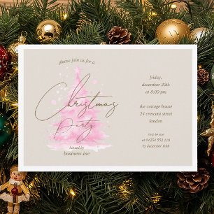 Invitation Corporate Pink Christmas Tree Fête