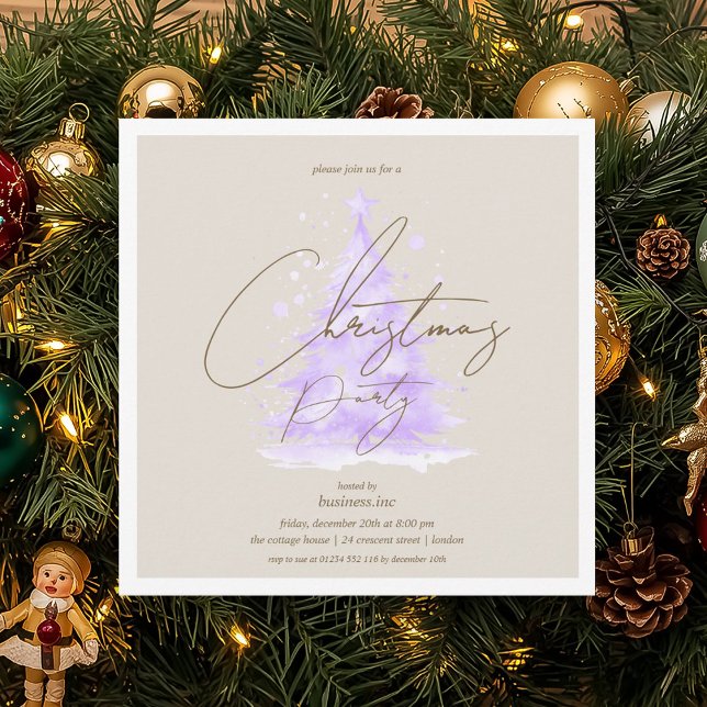 Invitation Corporate Purple Christmas Tree Fête des fêtes (Corporate Purple Christmas Tree Holiday Party Invitation)