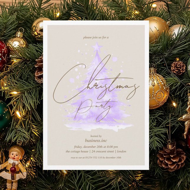 Invitation Corporate Purple Christmas Tree Fête des fêtes (Corporate Purple Christmas Tree Holiday Party Invitation)