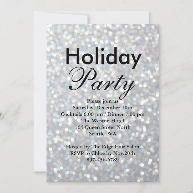 Invitation corporative Sparkly Silver (Devant)