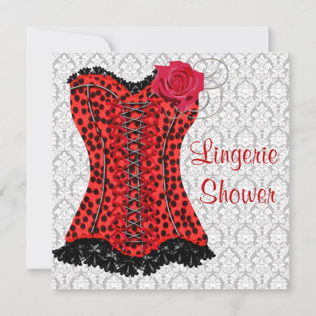 Invitation Corps à corset rouge léopard Lingerie Enterrement  (Devant)