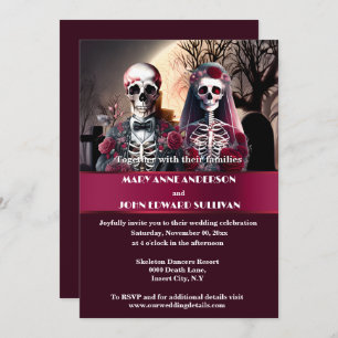 Invitation Corpse marié marié bourgogne rose gothique mariage