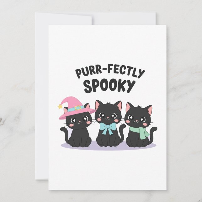 Invitation Correspondance Pastel Chat noir Halloween Tee (Devant)