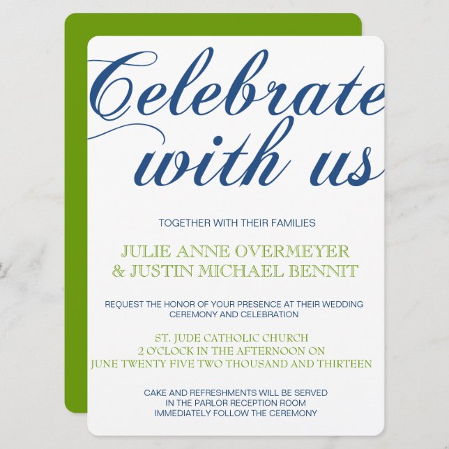 Invitation Corrin Calligraphie (Devant / Derrière)