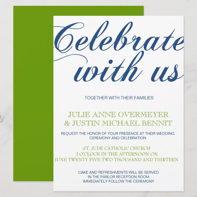 Invitation Corrin Calligraphie (Devant / Derrière)