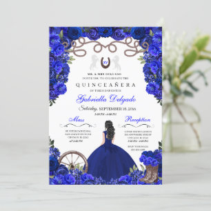 Invitation Corse bleue Charra Floral Quinceanera Ouest