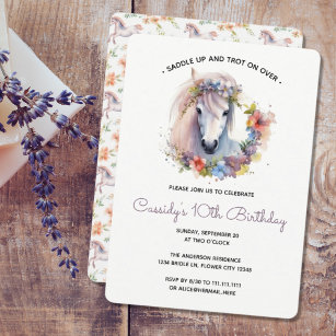 Invitation Corse Pony Flowers Anniversaire de enfant Party