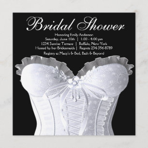 Invitation Corset blanc Fête de mariage noir et blanc