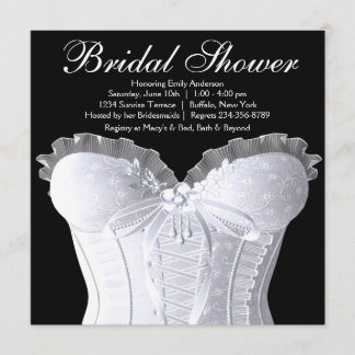 Invitation Corset blanc Fête de mariage noir et blanc