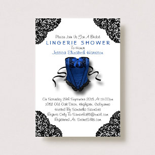 Invitation Corset bleu et dentelle noire Douche Lingerie