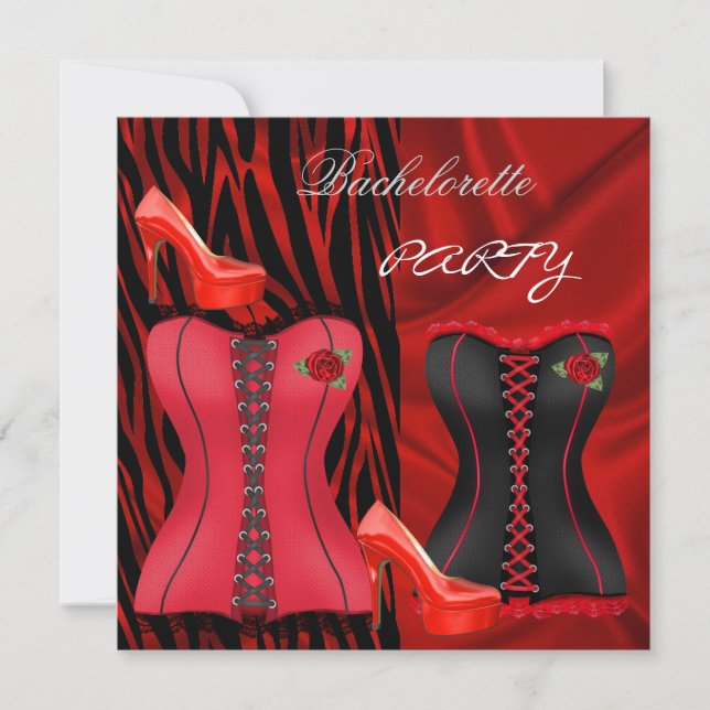 Invitation Corset de fête de Bachelorette noir chaussures à t (Devant)