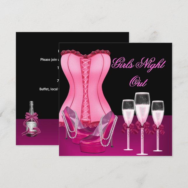 Invitation Corset de fête de fiançailles Rose Chaussures à ta (Devant / Derrière)