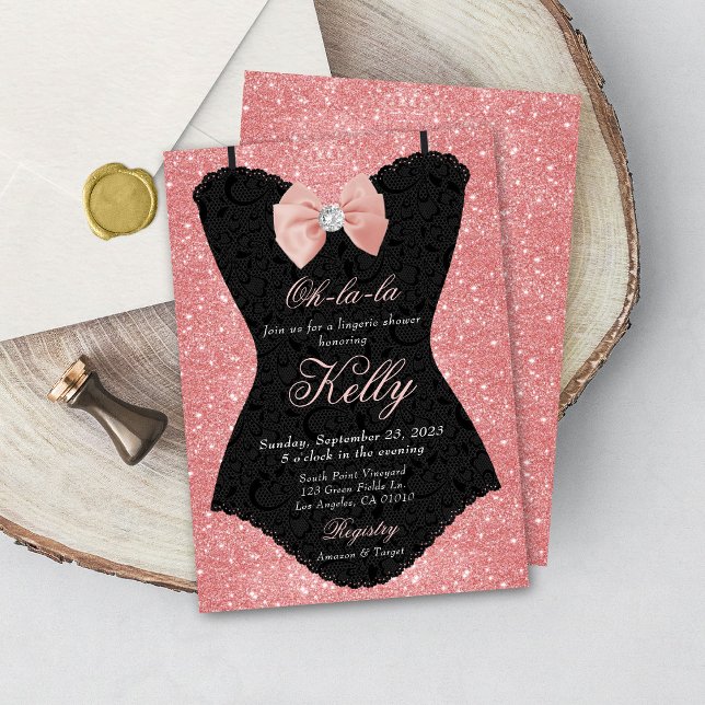 Invitation Corset de lingerie de mariage en dentelle noire et (Créateur téléchargé)