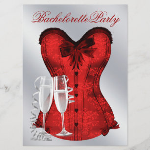 Invitation Corset en damas rouge fête de jeune fille au champ