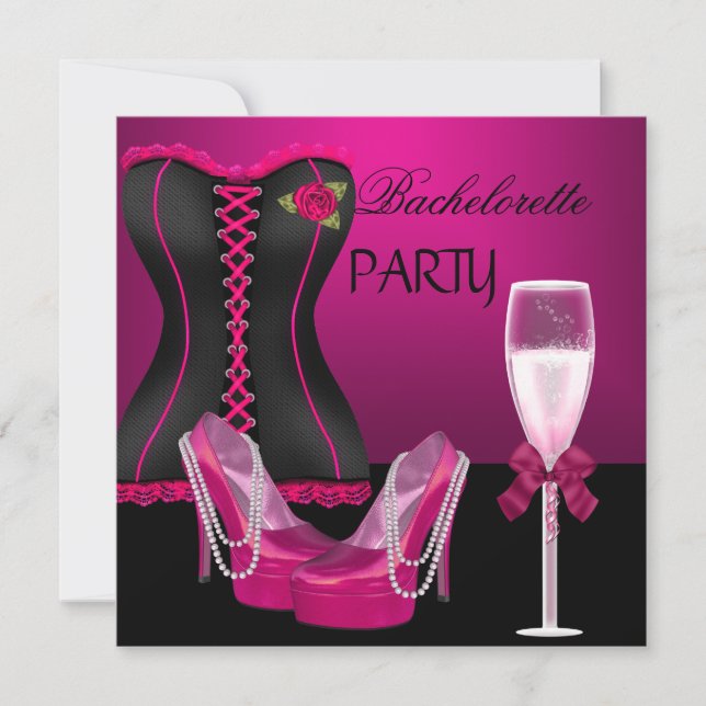 Invitation Corset Fête de Fiançailles Chaussures Roses Talons (Devant)