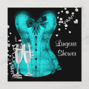 Invitation Corset lingerie bleu sarcelle noir enterrement de 