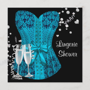 Invitation Corset lingerie bleu sarcelle noir enterrement de 