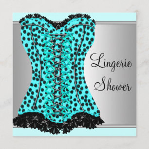 Invitation Corset lingerie léopard sarcelle Shower de mariage