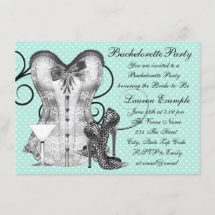 Invitation Corset Martini Bleu Sarcelle Enterrement de Vie de
