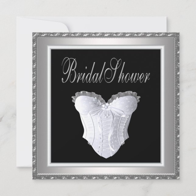 Invitation Corset noir blanc pour douche de mariage (Devant)