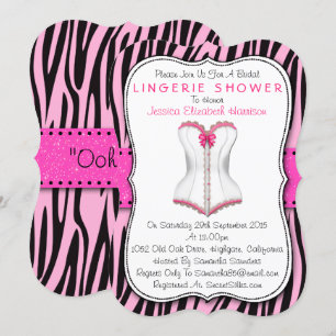 Invitation Corset Rose & Blanc Sur Zebra Print Lingerie Douch