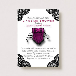 Invitation Corset rose et dentelle noire Douche