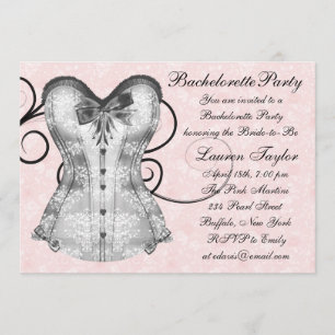 Invitation Corset Rose Rose Fête de Fiançailles Noir